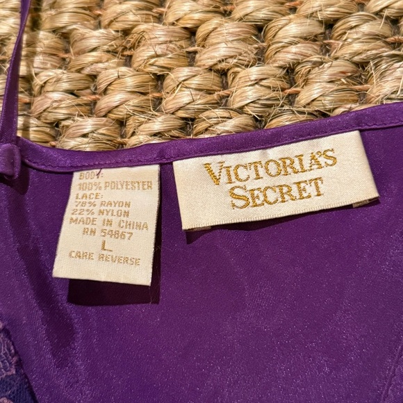 Victoria Secret vintage dark purple satin lace nightgown women’s size large - Picture 6 of 6